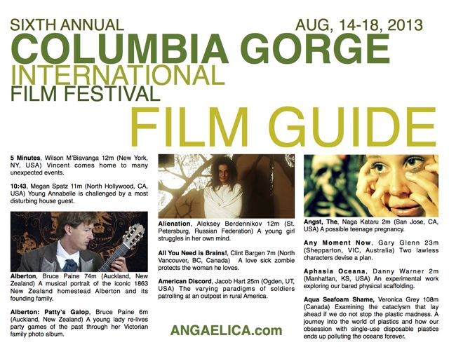 Alberton film listings and photo on page 1 of the 2013 Columbia Gorge International Film Festival Catalogue