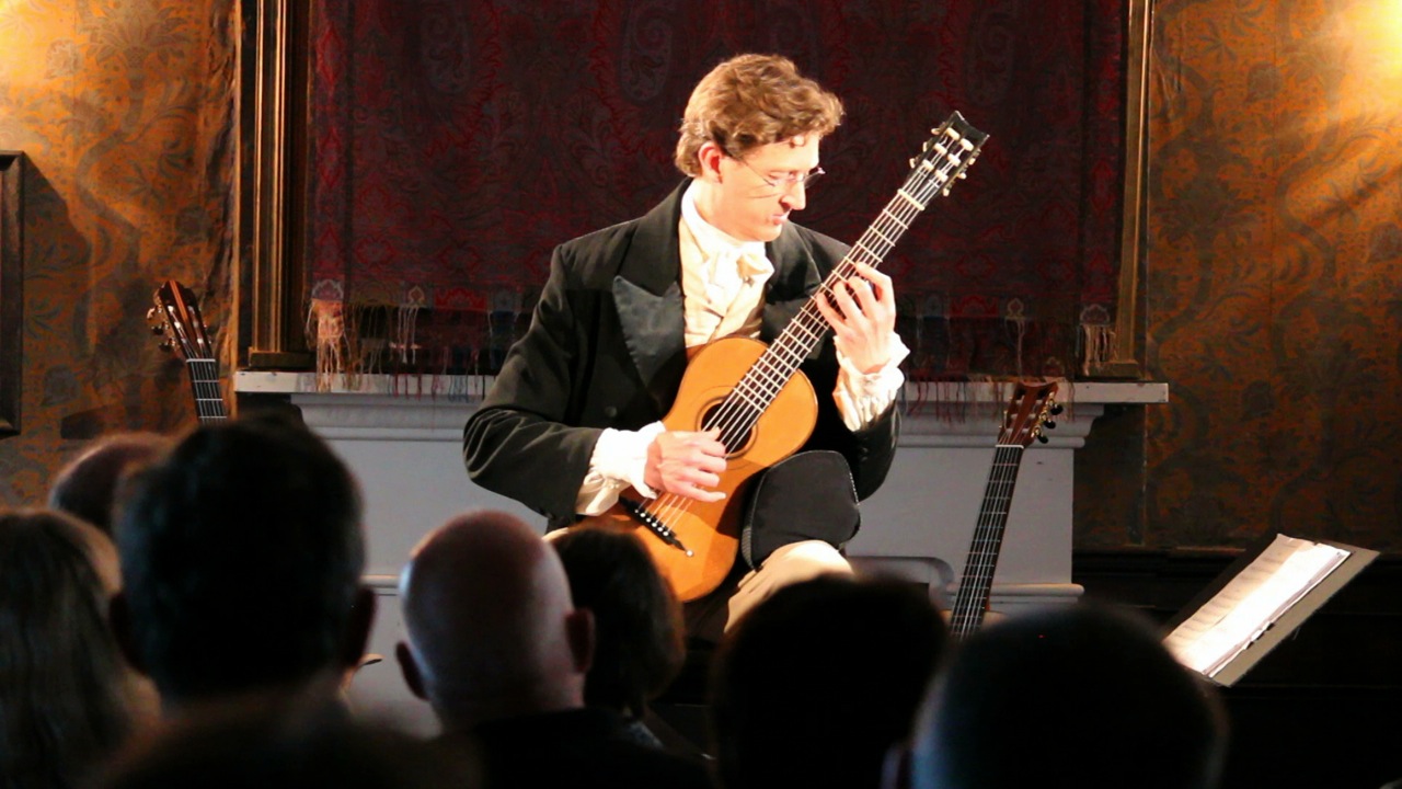 Bruce Paine with 1823 Panormo guitar