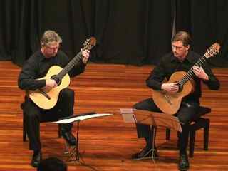 Bruce Paine and Rex Button playing guitar duets at the Rose Centre 